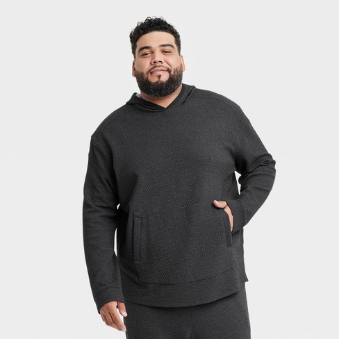 Men's Cotton Fleece Hooded Sweatshirt - All In Motion™ Heathered Light Gray  L : Target