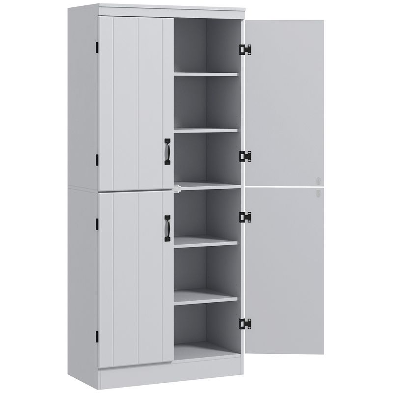 HOMCOM 70" 4-Door Kitchen Pantry, Freestanding Storage Cabinet, 6-tier Cupboard with Adjustable Shelves for Living Room, 4 of 7