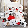 Cute Dog & Love Comforter Set,Cartoon Paw and Bone Print Bedding Home Decor,Pet Puppy White,1Comforter+2PillowCover - 2 of 4