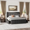 Linen Upholstered Platform Bed Frame with 4 Storage Drawers & Button Tufted Headboard – No Box Spring Needed, Diamond Stitched Design - 2 of 4