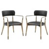 HOMLUX Set of 2 Upholstered Accent Dining Chairs Arm Rest Curved Backrest - 2 of 4