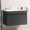 30 Inch Wall Mounted Bathroom Vanity, Bathroom Cabinet With Ceramic Sink, Overflow, 2 Full-extension Doors, Single Sink Bathroom Vanity Cabinet - 2 of 4