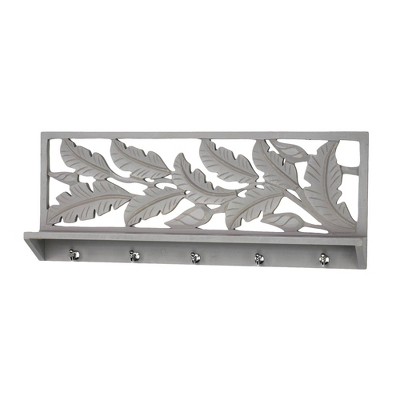 Hand Carved Floating Wall Shelf Dove Gray - Crystal Art Gallery