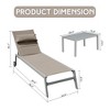 Gulches Set of 3, Aluminum Pool Lounge Chairs with Side Table and Wheels, Textilene Padded Adjustable Recliner All Weather,Khaki - 4 of 4
