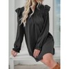 Women's Long Sleeve Loose Stand Collar Ruffle Trim Shift Dress, Casual Flowy Dress for Daily & Weekend Wear - 3 of 4