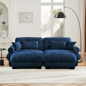 Modern 2 Seater Sofa With Ottoman, Sectional Sofas Large With 2 Ottoman, Large L Shape Sofa With Waist Pillow And Throw Pillows-Cuddlewood - 1 of 4