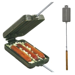 Rome Cast Iron Hot Dog and Brat Cooker - Long Handle for Campfire Cooking - 1 of 4