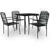 vidaXL Dining Set Black Cotton rope, powder-coated steel, tempered glass - 2 of 4