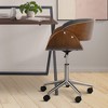 Faux Leather Curved Swivel Home Office Chair with Adjustable Seat Height Black/Brown - Teamson Home - 3 of 4