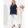 Agnes Orinda Women's Plus Size Pin Dots Notched V-Neck Dressy Trendy Fashion Casual Summer Blouses - 3 of 4