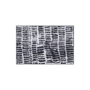 Brushed Scole Stripe / BLACK × GRAGE World Rug Gallery Brushstroke Stripe Machine Washable Non-Slip