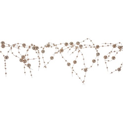 Metallic Rose Gold Beaded Christmas Garland for Outdoor Decor
