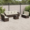 vidaXL 9 Piece Patio Sofa Set with Cushions - Brown and Cream With Table - 2 of 4