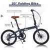20 Inch Folding Bike, 7 Speed City Commuter Bike, Aluminum Alloy Frame Foldable Bicycle with Rear Derailleur and Dual Disc Brakes for Women Men - 2 of 4