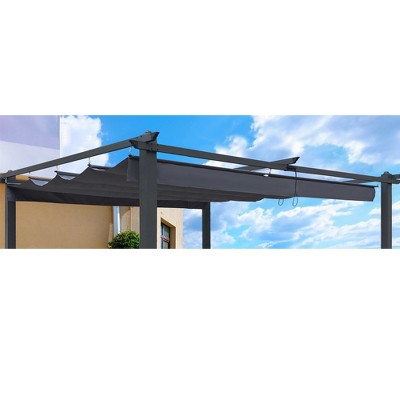 Outdoor Pergola Shade Cover Outdoor Retractable Durable Fabric Canopy Top Replacement for 10' X 13' Deck Porch black