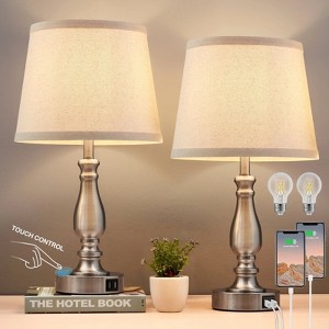 GTCLIGHTING Table Lamps Set of 2,Dimmable Touch Lamps for Bedroom with USB Charging Ports, Modern Small Lamp for Nightstand, Living Room,Office - 1 of 4