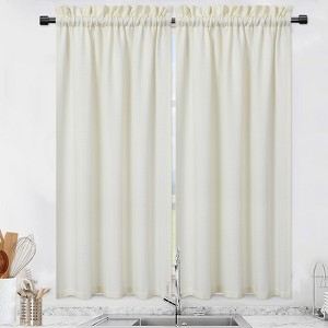 Waffle Weave Waterproof Small Curtain - Decorative Window Cover. Water-Resistant, Easy to Clean & Ideal for Kitchen, Bathroom, RV or Small Spaces - 1 of 4