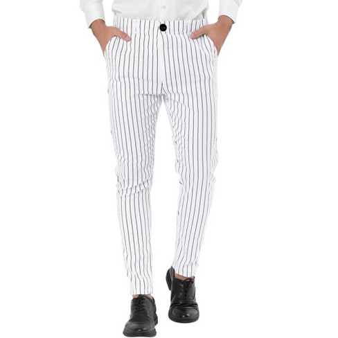 Lars Amadeus Men's Classic Fit Flat Front Business Work Prom Striped Pants  Red White 28 : Target