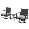 Heynemo 3 Pieces Patio Bistro Set with Swivel Chair and Small Side Table, All Weather Rattan Chairs with Water-Resistant Cushions & Metal Frame - 2 of 4