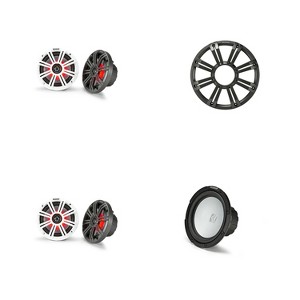 Kicker Marine (2) 45KM654L 6.5" & 45KMF102 w/ Charcoal Grill, LED Marine Audio Upgrade - 1 of 4