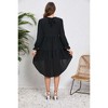 Womens Fall Long Sleeve Maternity Dress for Baby Shower Photoshoot V Neck High Waist Midi Dress - 2 of 3