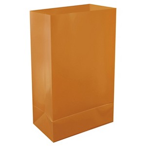 100ct Plastic Luminaria Bags Tan: Lumabase Novelty Path Lights, Indoor Outdoor Use, Includes Ground Stakes - 1 of 4