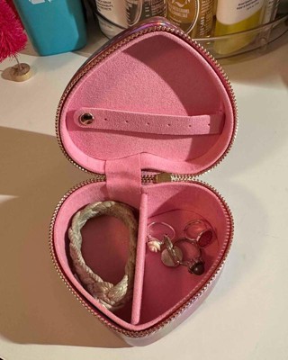 Plastic Nail Jewelry Storage Box Pink Love Heart Shape With