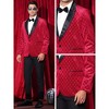 Lars Amadeus Men's Peak Lapel Wedding Shiny Argyle Plaid Velvet Suit Jacket - 4 of 4