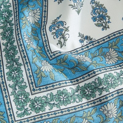 Tropez Blue and Green Polyester Block Print Napkins, Set of 4
