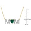 EVERLY JEWELRY | Rose Plated Sterling Silver 3/4ct TGW Created Emerald and 1/10ct TDW Diamond "MOM" Pendant with Chain, 17 inc - 2 of 4