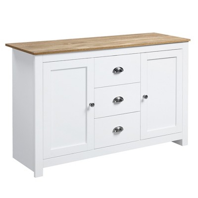 Kitchen Sideboard with Adjustable Shelves, Dining Buffet Cabinet with 3 Storage Drawers