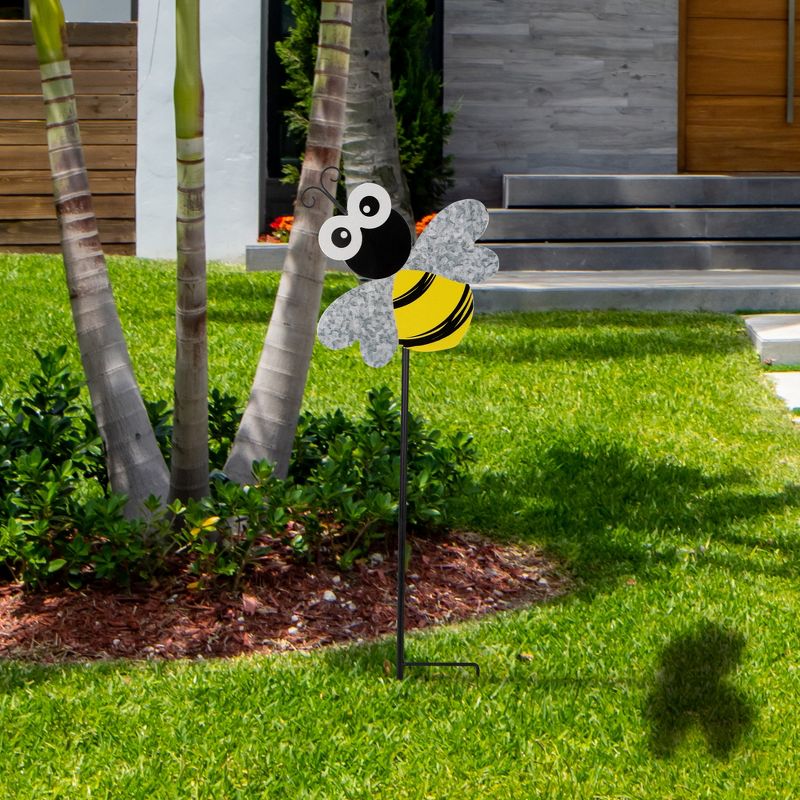 Northlight Bee Metal Outdoor Garden Stake - 23" - Black and Yellow, 2 of 7