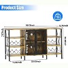 12-Bottle Metal Wood Wine Storage Cabinet with Bottle Rack, Stemware Holder, LED Lighting, Mesh Door Buffet Sideboard for Living Room - 2 of 4