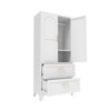 GlasFlength Decorative Storage Cabinets, 2 Doors 2 Drawers Wardrobe, White, 31.5"*17.7"*71" - 2 of 4