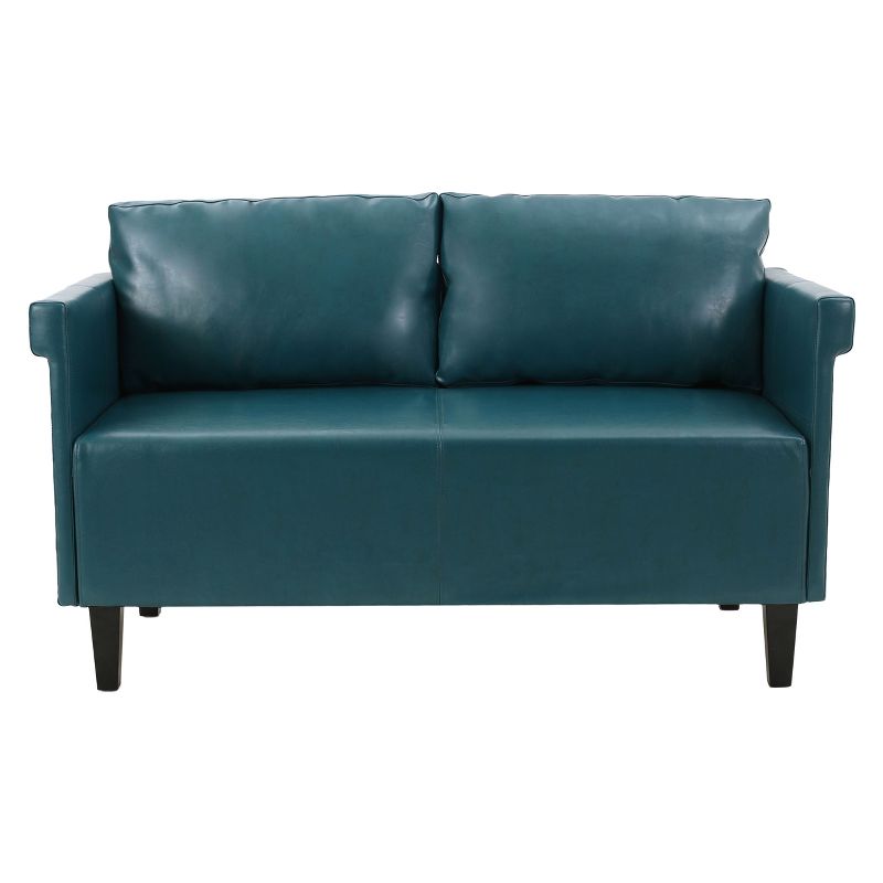 Bellerose Faux Leather Settee - Teal - Christopher Knight Home, 1 of 5