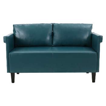 Bellerose Faux Leather Settee - Teal - Christopher Knight Home