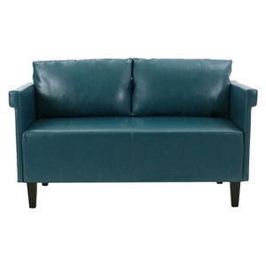 Bellerose Faux Leather Settee - Teal - Christopher Knight Home, Blue