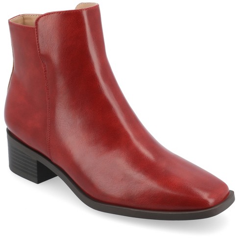 Wide width red store booties