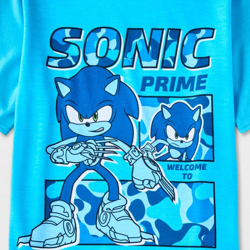 Boys&#39; Sonic the Hedgehog 2pc Short Sleeve Top and Jogger Pajama Set - Blue, 3 of 4