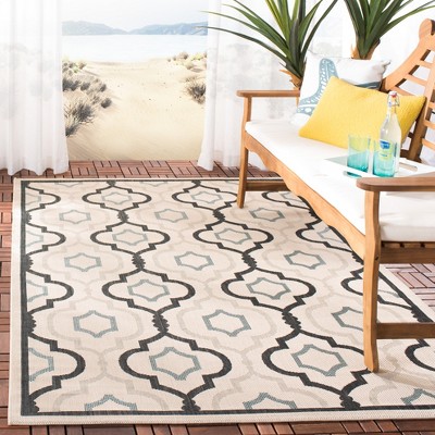 Gray Geometric Low Pile Indoor/Outdoor Area Rug