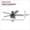 Honeywell Ceiling Fans Carnegie Industrial 52 Inch Ceiling Fan with Light, LED Fan with Remote Control, Indoor Fan, 6 Contemporary Blades, Gun Metal - 3 of 4