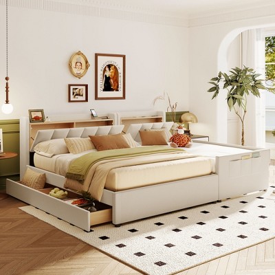 Queen size platform bed with storage sales