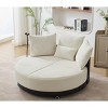51" Oversized Round Swivel Chair, 2-Seater Lounge with Adjustable Phone Stand, Pillows & Pulley Base for Living Room-3irtyhousy - 2 of 4