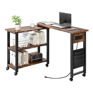 Garvee Rotating Sofa Side Table with Charging Station Swivel Side Table with Extra Storage Bag - 1 of 4