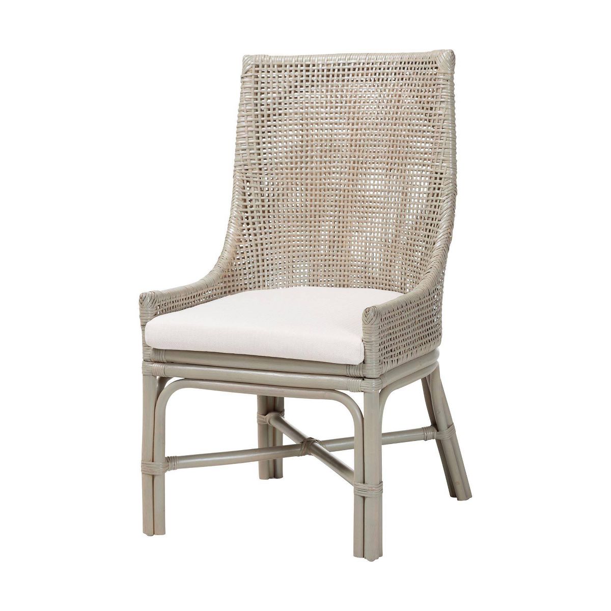 bali & pari Bella Rattan Dining Chair with Cushion French Gray