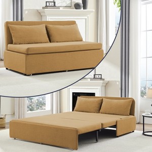 Mjkone Full/Queen Size Sofa Bed, 2 in 1 Convertible Linen Loveseat Sleeper Sofa Couch with Cushions - 1 of 4
