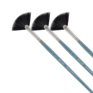 Mimik Professional Watercolor Brushes - Fan Set of 3 - Synthetic Squirrel Hair - Natural Bristle Artist Brushes for Watercolors, Gouache & Acrylics - - 1 of 4