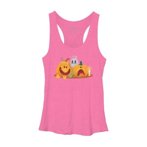 Women's Design By Humans Halloween Cartoon Pumpkins And Ghost By VectorVillain Racerback Tank Top - 1 of 3