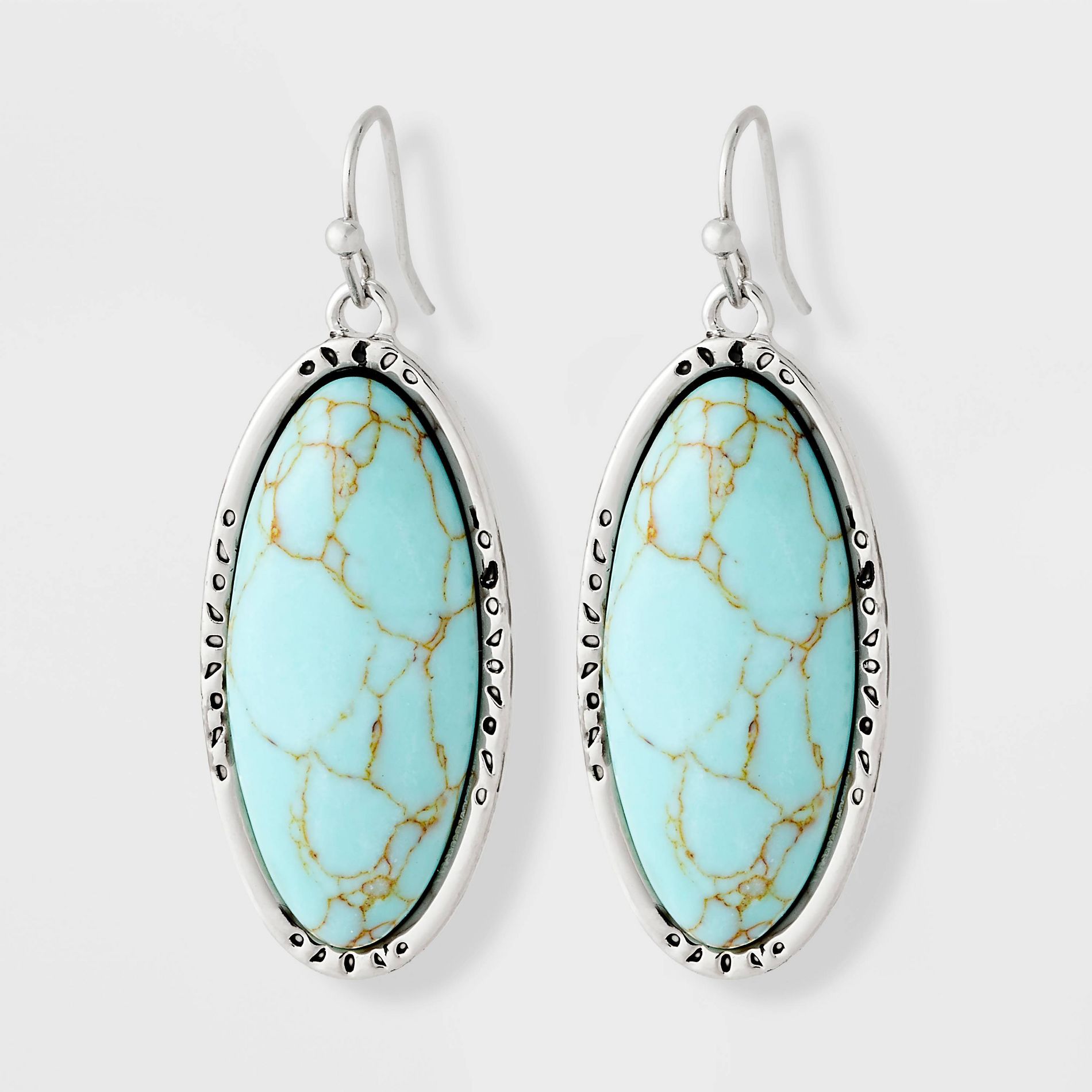 Semi-Precious Howlite Oval Drop Earrings - Universal Thread™ Turquoise