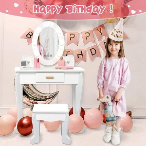 Kids Beauty Vanity with Adjustable Mirror & Lights, Compact Purple Dress-Up Set for Bedroom or Playroom - 1 of 3
